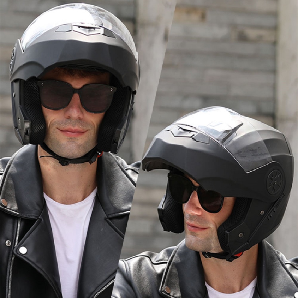Capacetes de motocicleta mascu - Full Face Motorcycle Helmet With Bluetooth avaliação e preço