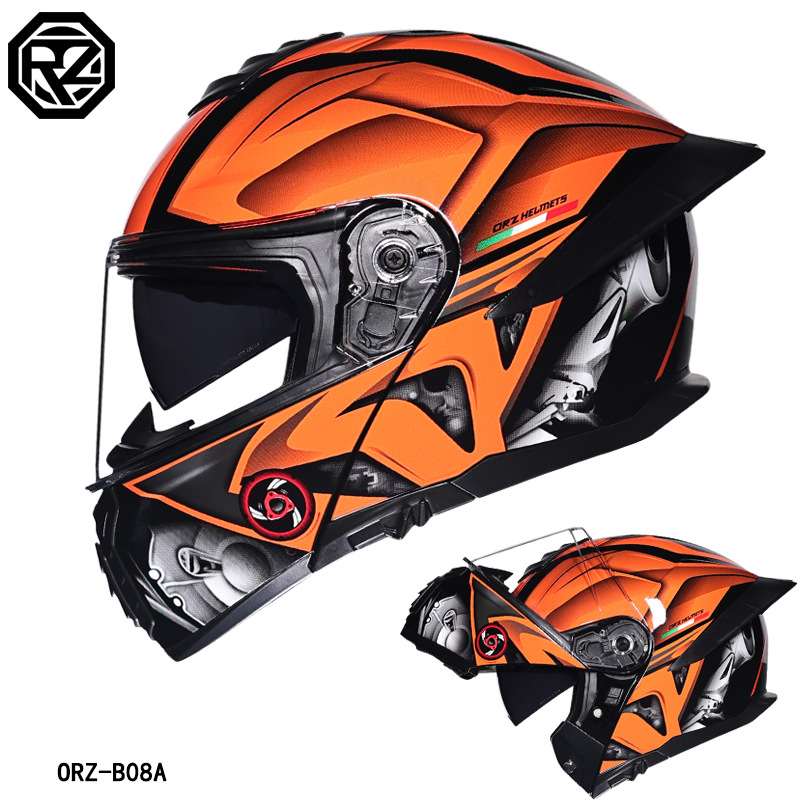 Capacete de Motocicleta ORZ co - Full Face Motorcycle Helmet With Bluetooth avaliação e preço