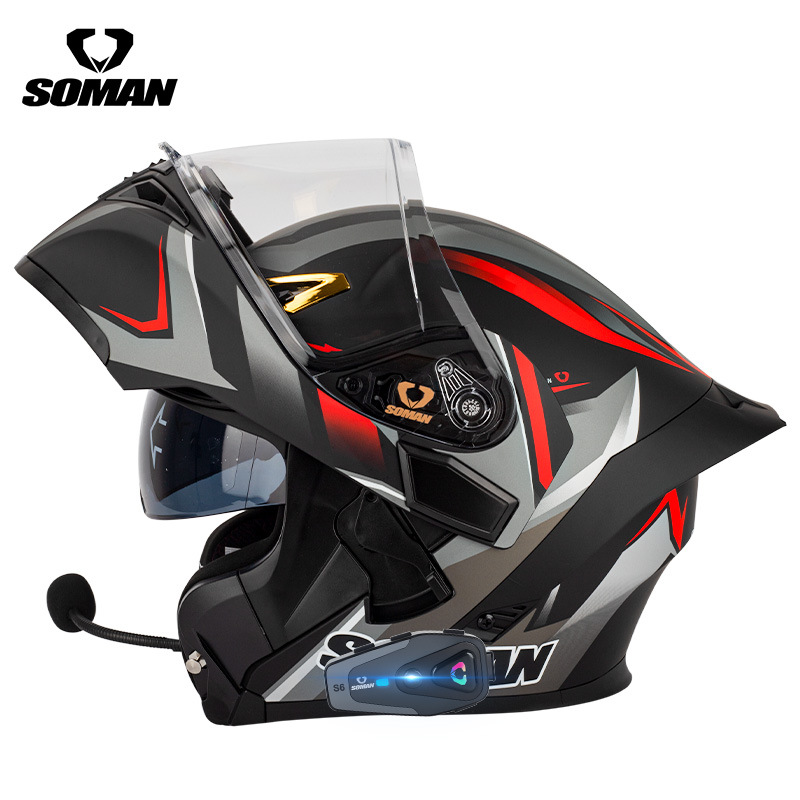 Capacete de motocicleta SOMAN  - Dual Visor Motorcycle Racing Helmet avaliação e preço